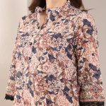 Blue & Brown Cotton Coord Set festooned with threadwork sequins & digital prints