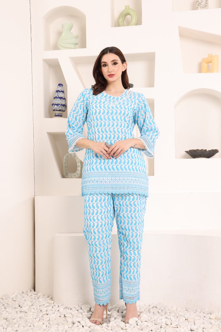 Frozy Hued Heavy Ambi Work Cotton Coord Set