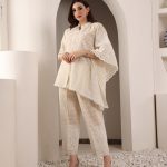 Half Kaftan Half Sleeves Beige Nude Cotton Coord Set (Without Guthi)